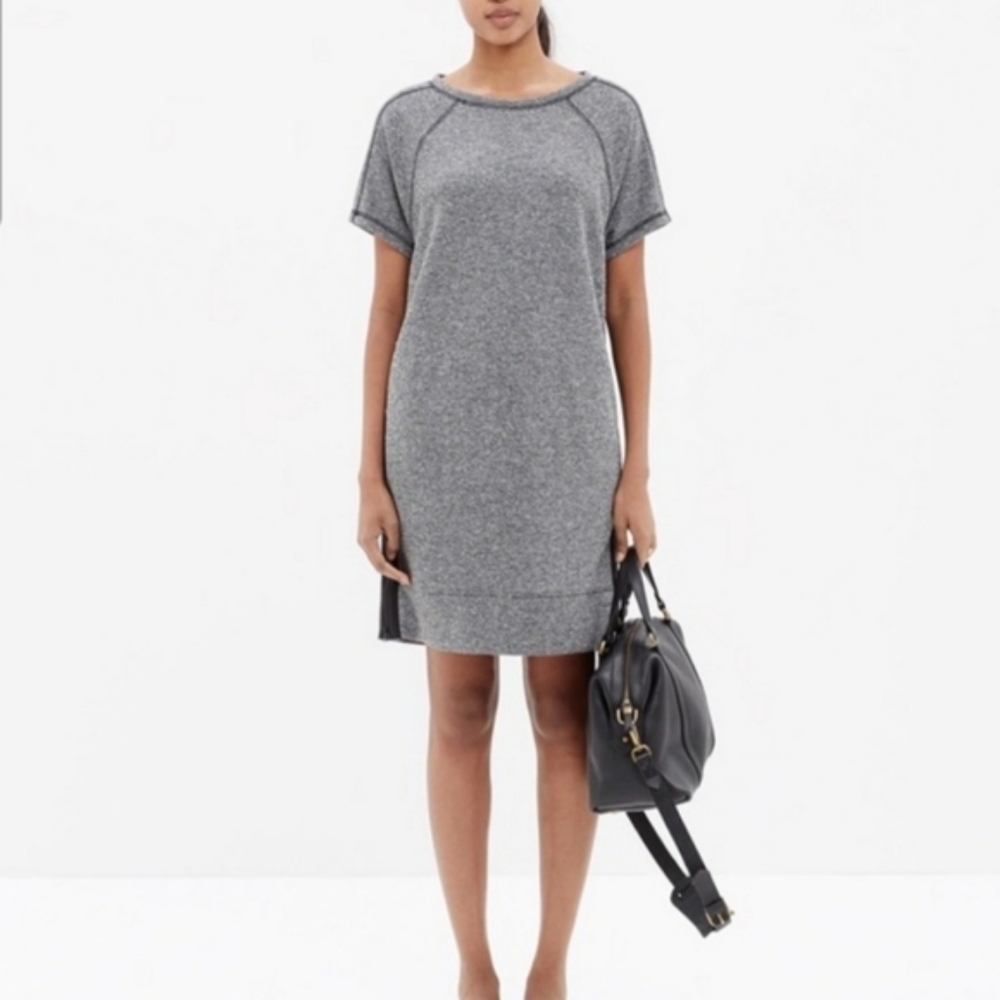 Madewell Panorama T-Shirt Dress in Grey Side Zip and Pockets Size XS